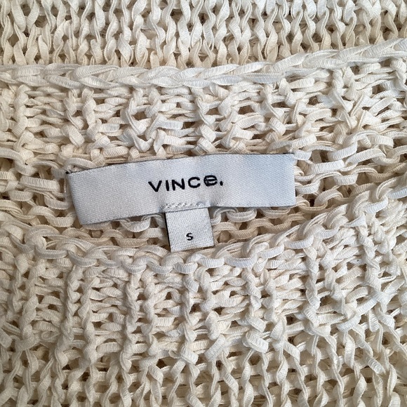 VINCE Cable Knit Open Weave Cotton Blend Sweater - Picture 8 of 12